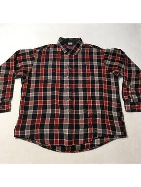 VINTAGE Windridge ACRYLIC Mens Shirt XL RED NAVY Flannel Check Casual
